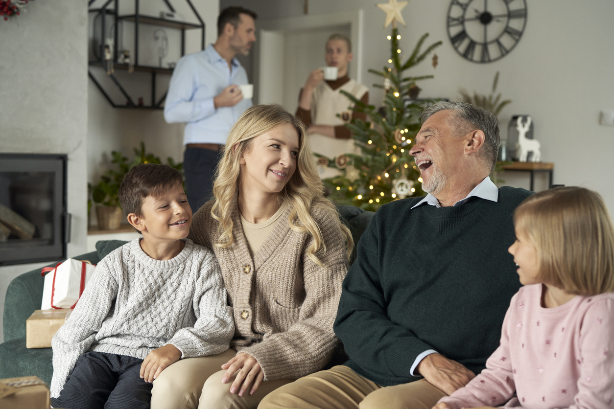 Family of different generation spending time on Christmas time